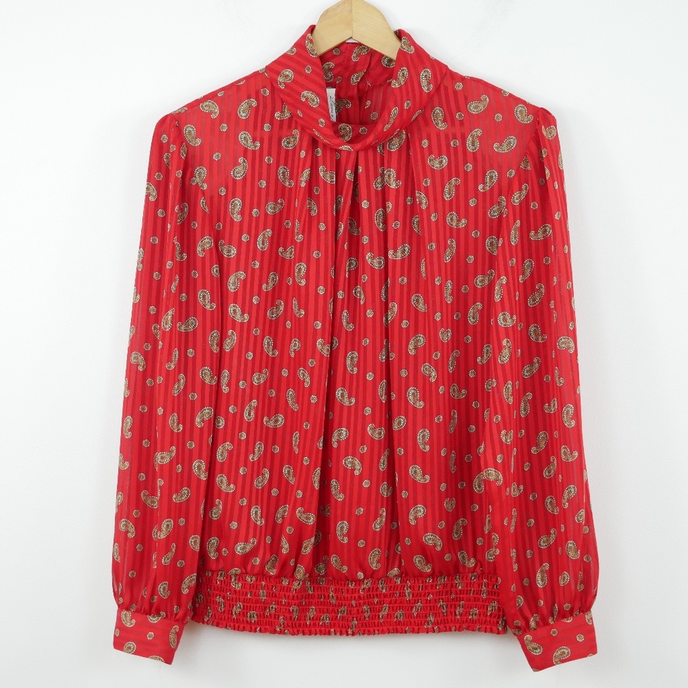 Vintage Laura & Jayne Red Paisley High Neck Sz 16